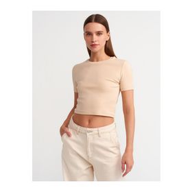 Dilvin 30124 Bej Crop T-shirt