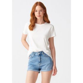 Dilvin 3470 Ekru Basic T-shirt