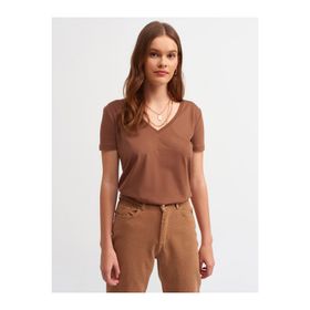 Dilvin 3470 Kahve Basic T-shirt