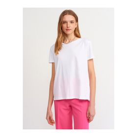 Dilvin 3471 Bisiklet Yaka Basic Beyaz Kadın T-Shirt