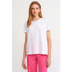 Dilvin 3471 Bisiklet Yaka Basic Beyaz Kadın T-Shirt