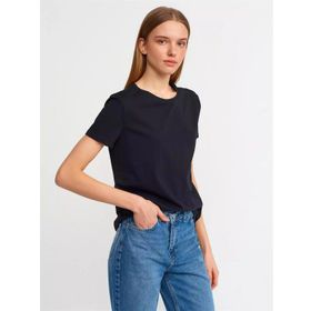 Dilvin 3471 Bisiklet Yaka Basic Siyah Kadın T-Shirt