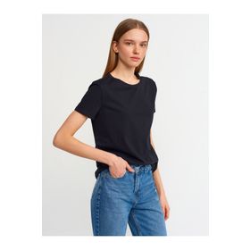 Dilvin 3471 Bisiklet Yaka Basic Siyah Kadın T-Shirt