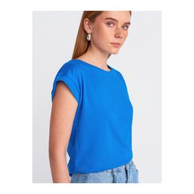 Dilvin 3504 Bisiklet Yaka Penye Saks T-Shirt