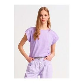 Dilvin 3504 Pembe Bisiklet Yaka Penye T-shirt