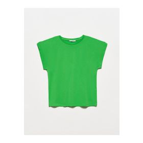 Dilvin 3504 Pembe Bisiklet Yaka Penye T-shirt