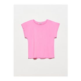 Dilvin 3504 Pembe Bisiklet Yaka Penye T-shirt