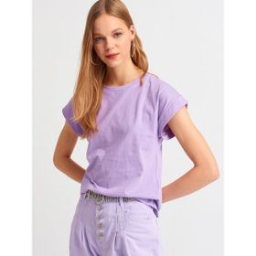 Dilvin 3504 Pembe Bisiklet Yaka Penye T-shirt