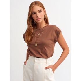 Dilvin 3504 Pembe Bisiklet Yaka Penye T-shirt