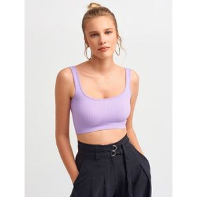 Dilvin 3540 Lila Kadın Askılı Crop Top