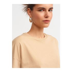 Dilvin 3683 Bej Basic Kadın T-shirt
