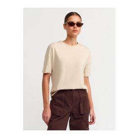 Dilvin 3683 Bej Basic T-shirt