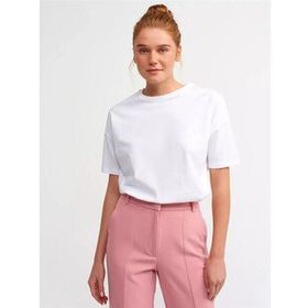 Dilvin 3683 Beyaz Basic T-shirt