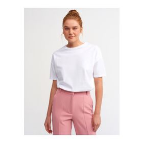 Dilvin 3683 Beyaz Basic T-shirt