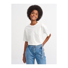Dilvin 3683 Ekru Basic T-shirt