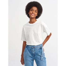 Dilvin 3683 Ekru Basic T-shirt