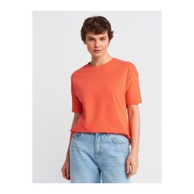 Dilvin 3683 Nar Çiçeği Basic T-shirt