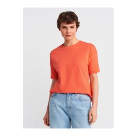 Dilvin 3683 Nar Çiçeği Basic T-shirt