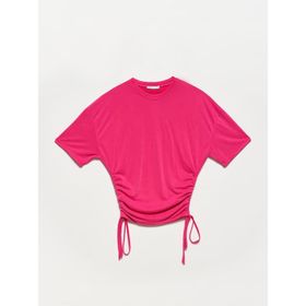 Dilvin 3790 Fuşya Yanı Bağcıklı T-shirt