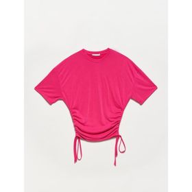 Dilvin 3790 Fuşya Yanı Bağcıklı T-shirt