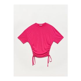 Dilvin 3790 Fuşya Yanı Bağcıklı T-shirt