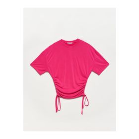 Dilvin 3790 Fuşya Yanı Bağcıklı T-shirt