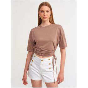 Dilvin 3790 Vizon Yanı Bağcıklı Tshirt