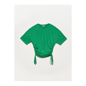 Dilvin 3790 Yeşil Yanı Bağcıklı T-shirt
