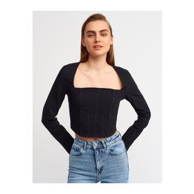 Dilvin 50138 101A50138 Sırt Dekolteli Kare Yaka Top Bluz