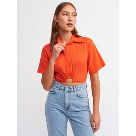 Dilvin 5873 Kırmızı Crop Kadın Gömlek