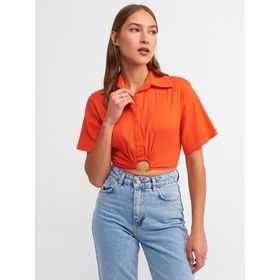 Dilvin 5873 Kırmızı Crop Kadın Gömlek