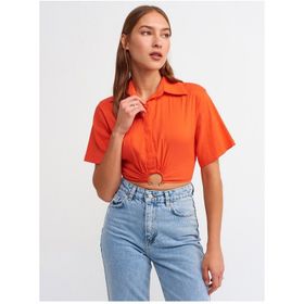 Dilvin 5873 Kırmızı Crop Kadın Gömlek