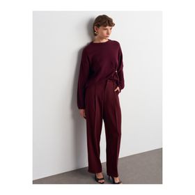 Dilvin 7954 Yüksek Bel Bordo Kadın Pantolon