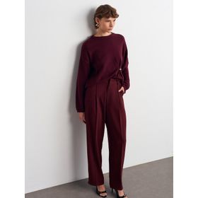 Dilvin 7954 Yüksek Bel Bordo Kadın Pantolon