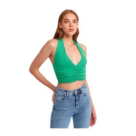 Dilvin Büzgü Detaylı Yeşil Crop