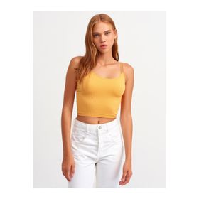 Dilvin Turuncu Lastikli Crop Top