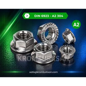 DIN 6923 A2 M6 Paslanmaz Flanşlı Somun