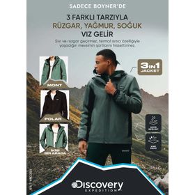Discovery D3WM-MNT15 Expedition Yeşil Siyah Erkek Kapüşonlu Blok 3 İn 1 Mont