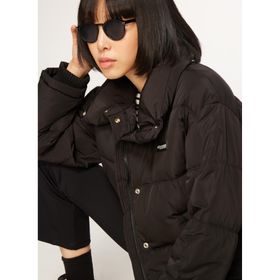Discovery Expedition 5003018664 Siyah Kadın Dik Yaka Relaxed Fit Kapitone Mont