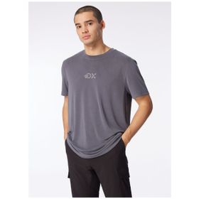 Discovery Expedition Antrasit Erkek Bisiklet Yaka Baskılı T-Shirt