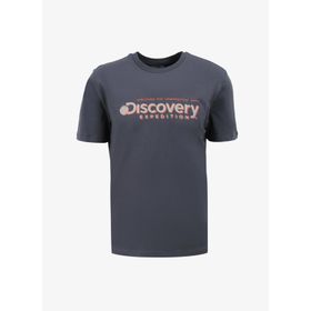 Discovery Expedition Antrasit Erkek Bisiklet Yaka Baskılı T-Shirt