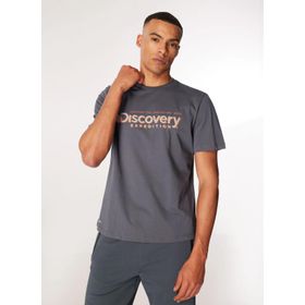 Discovery Expedition Antrasit Erkek Bisiklet Yaka Baskılı T-Shirt