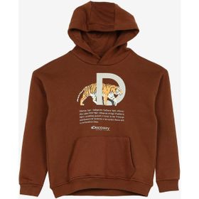 Discovery Expedition D3WB-SWT23 Kahve Kapüşonlu Oversize Baskılı Erkek Çocuk Sweatshirt