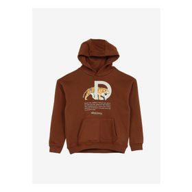 Discovery Expedition D3WB-SWT23 Kahve Kapüşonlu Oversize Baskılı Erkek Çocuk Sweatshirt