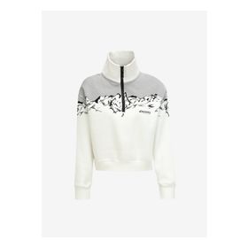 Discovery Expedition D3WL-SWT14 Kırık Beyaz Dik Yaka Loose Fit Baskılı Kadın Sweatshirt