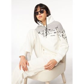 Discovery Expedition D3WL-SWT14 Kırık Beyaz Dik Yaka Loose Fit Baskılı Kadın Sweatshirt