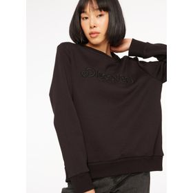Discovery Expedition D3WL-SWT15 Siyah Bisiklet Yaka Nakışlı Kadın Sweatshirt