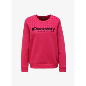 Discovery Expedition D3WL-SWT19 Fuşya Bisiklet Yaka Baskılı Kadın Sweatshirt