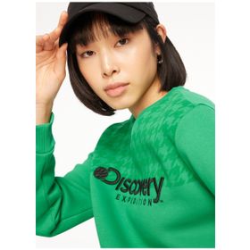 Discovery Expedition D3WL-SWT19 Yeşil Bisiklet Yaka Baskılı Kadın Sweatshirt