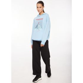 Discovery Expedition D3WL-SWT22 Mavi Kapüşon Yaka Oversize Baskılı Kadın Sweatshirt